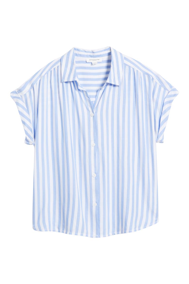 Daria Stripe Short Sleeve Button-Up Shirt, Alternate, color, NEW GLACIER