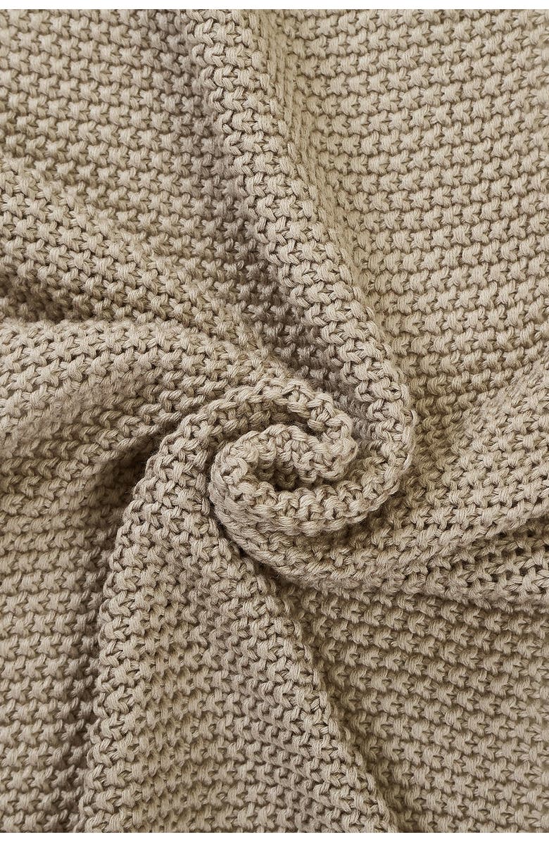 Modern Threads Cable Knit Seed Stitch Pompom Throw - Sand, Main, color, 