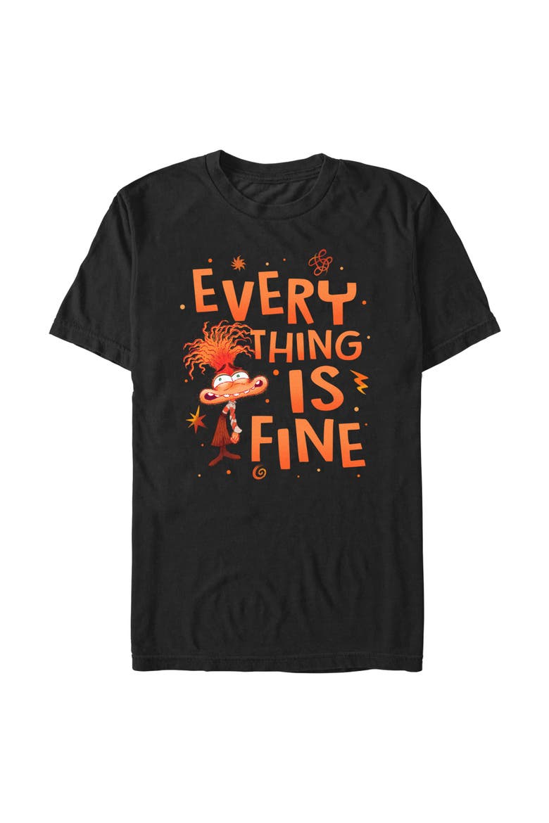 Men's Inside Out 2 Anxiety Everything Is Fine Graphic T-Shirt, Main, color, Black