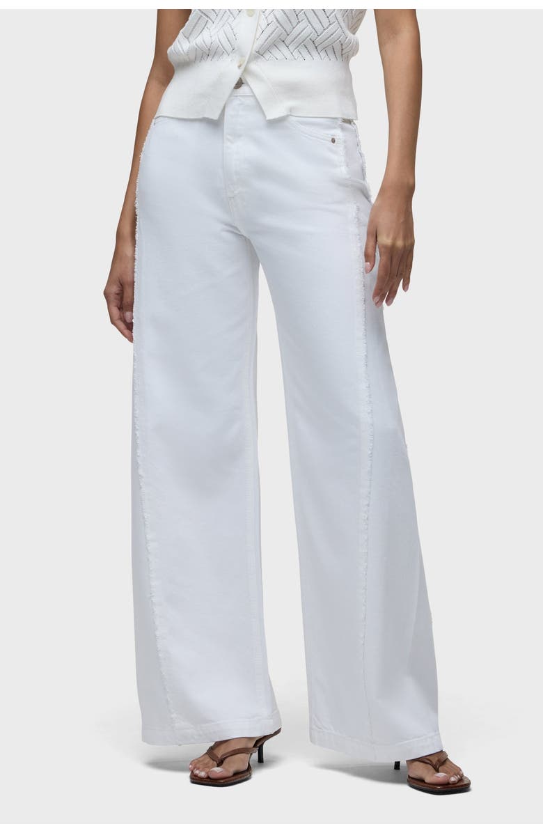 Hudson Jeans Jodie Frayed Seam Loose Wide Leg, Main, color, White