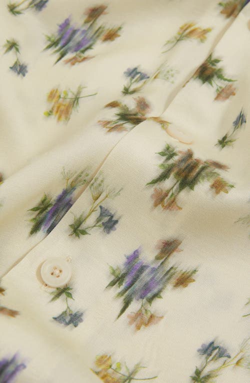 Reiss Off White Abstract-floral Print Cuban-collar Shirt In Neutral
