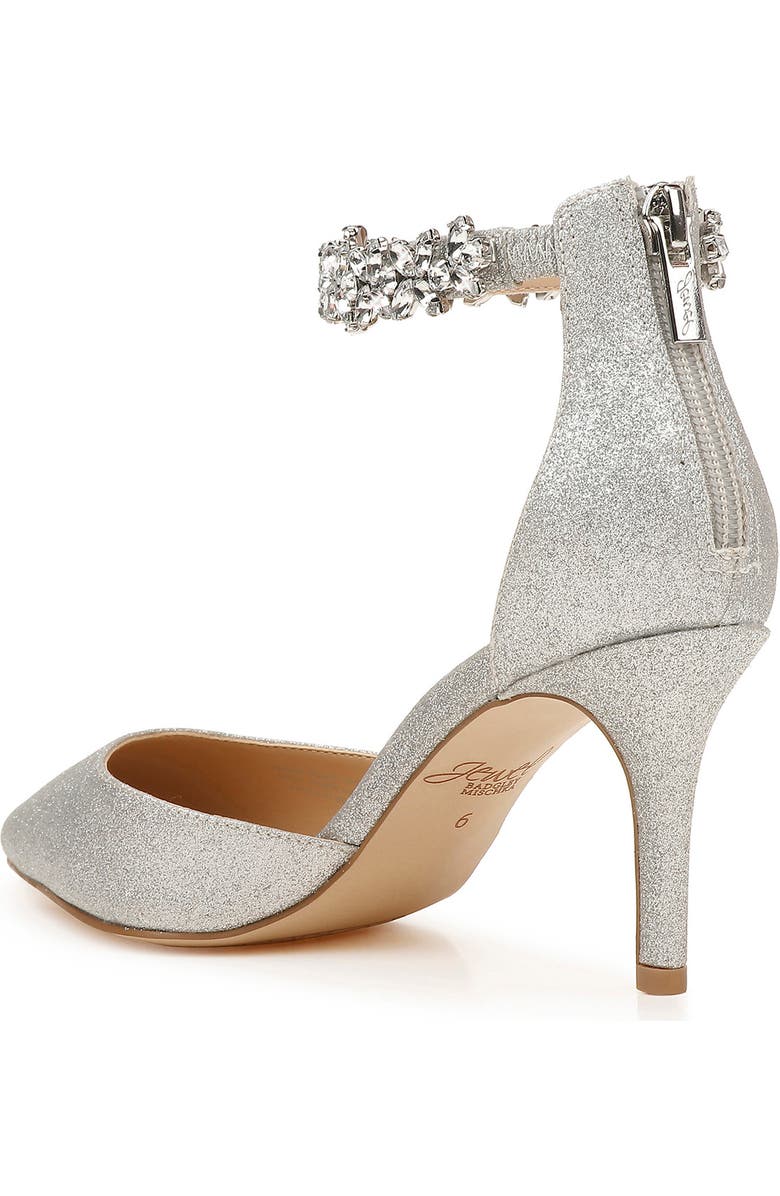 Jewel Badgley Mischka Raleigh Pointed Toe Ankle Strap Pump, Alternate, color, Silver Glitter