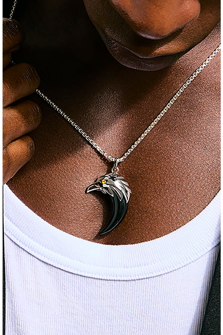 Men's Legends Eagle Pendant Necklace, Alternate, color, SILVER