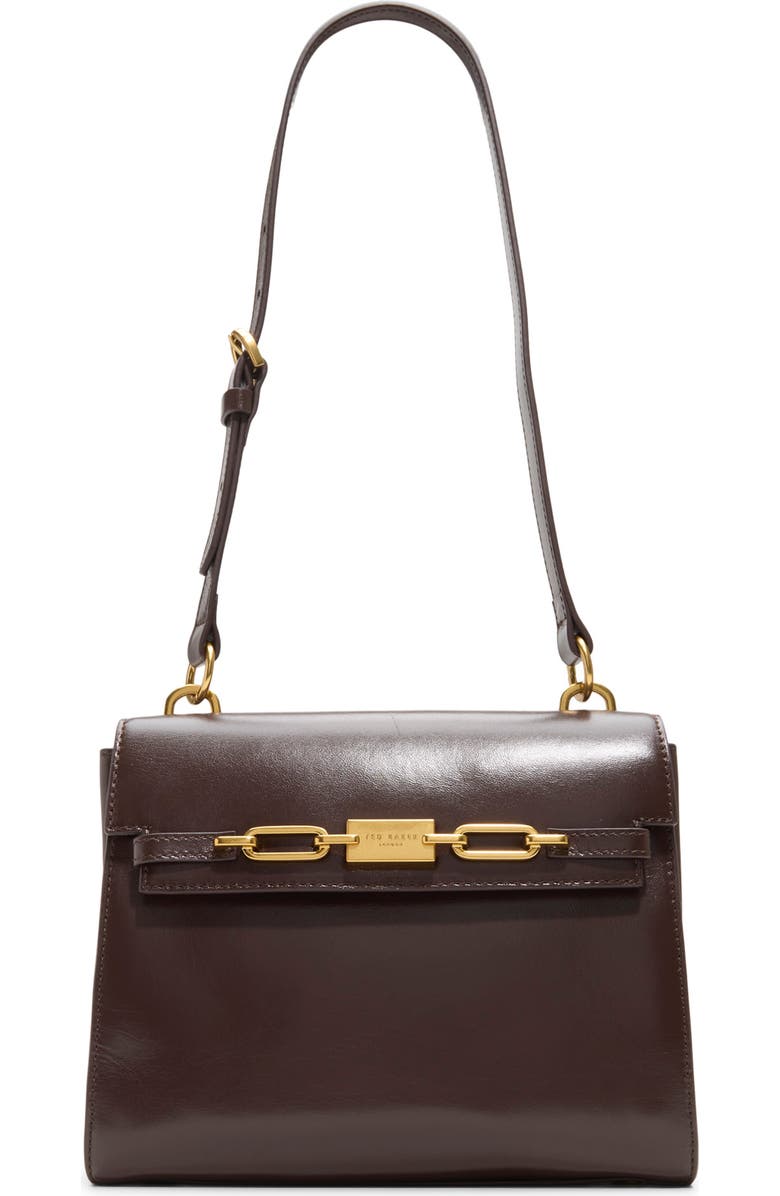 Ted Baker London Judy Leather Shoulder Bag, Main, color, Dark Brown
