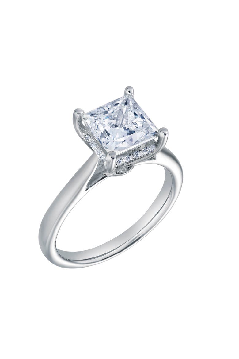 Genoveva 14K White Gold Princess Cut Lab Grown Diamond Hidden Halo Engagement Ring - 2.2 Ct, Alternate, color, 14K White Gold