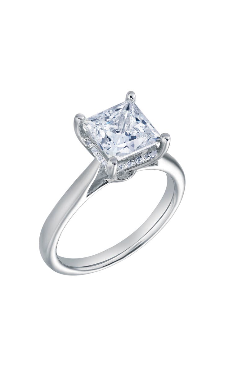 LuvMyJewelry Genoveva 14K White Gold Princess Cut Lab Grown Diamond Hidden Halo Engagement Ring - 2.2 Ct, Alternate, color, 14K White Gold