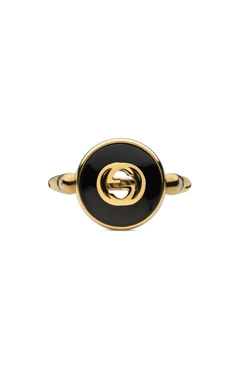 Interlocking-G Black Onyx & Diamond Ring