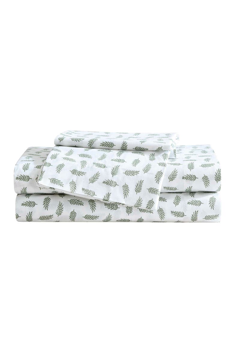 Laurel Leaves Cotton Sheet Set, Main, color, WHITE/ GREEN
