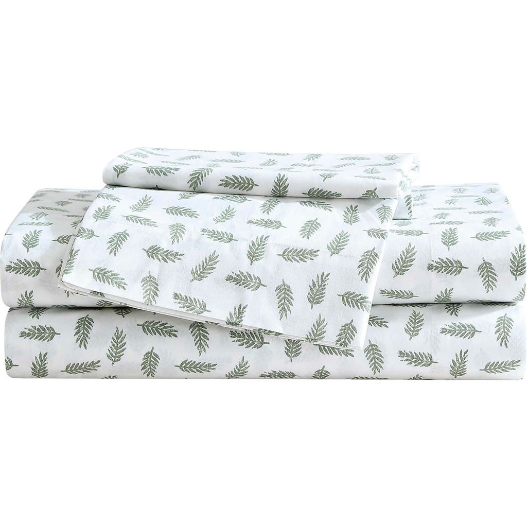 Eddie Bauer Laurel Leaves Cotton Sheet Set In White/green