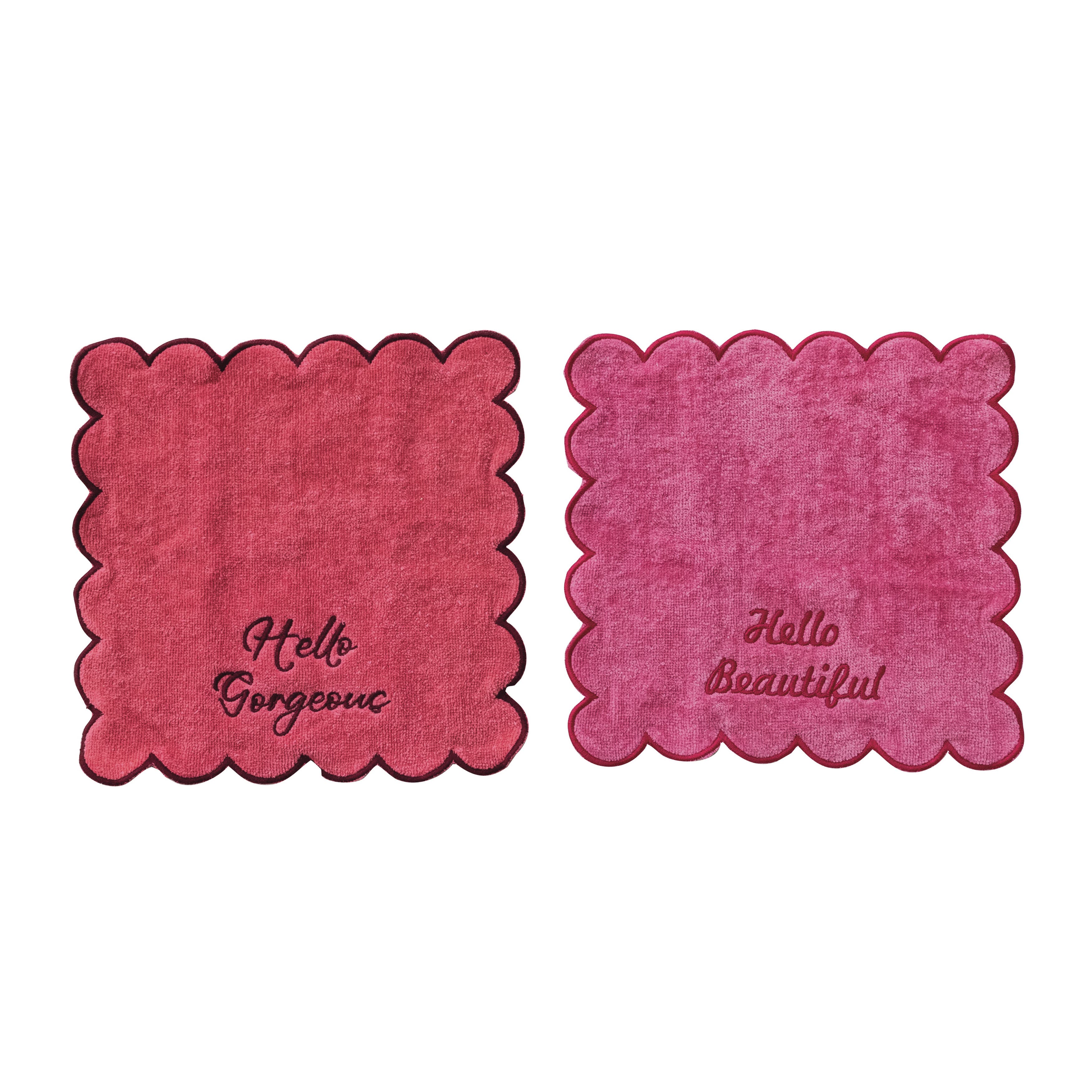 Storied Home Embroidered Sayings Cotton Bath Towel Set, Pink, Set Of 2