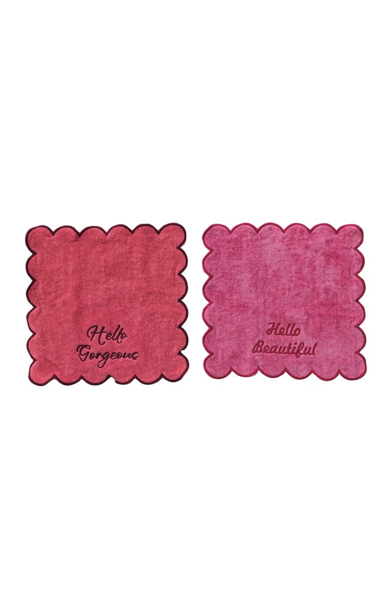 Storied Home Embroidered Sayings Cotton Bath Towel Set, Pink, Set of 2, Main, color, Pink