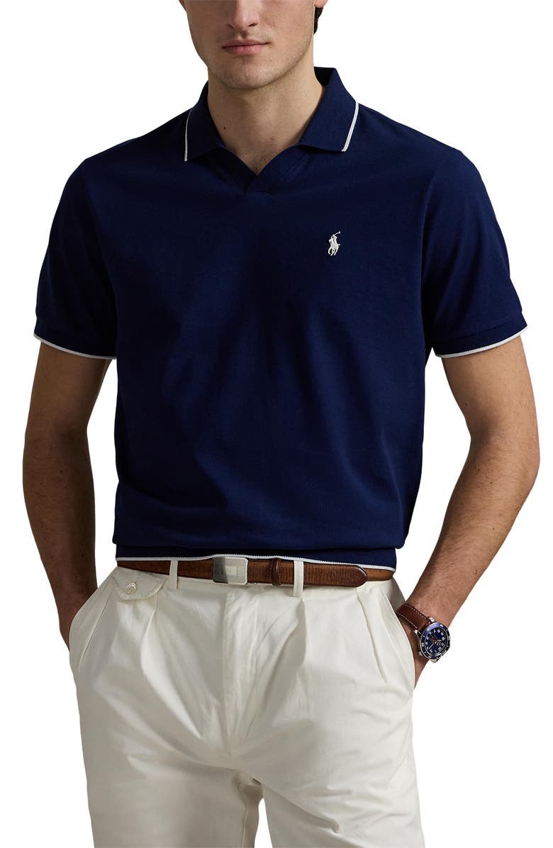 Polo Ralph Lauren Jacquard Mesh Polo, Main, color, Navy