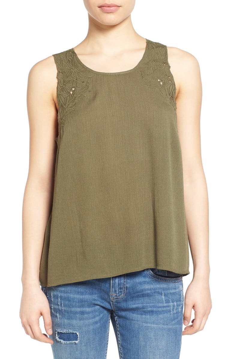 All in Favor Embroidered Trim Tank, Main, color,