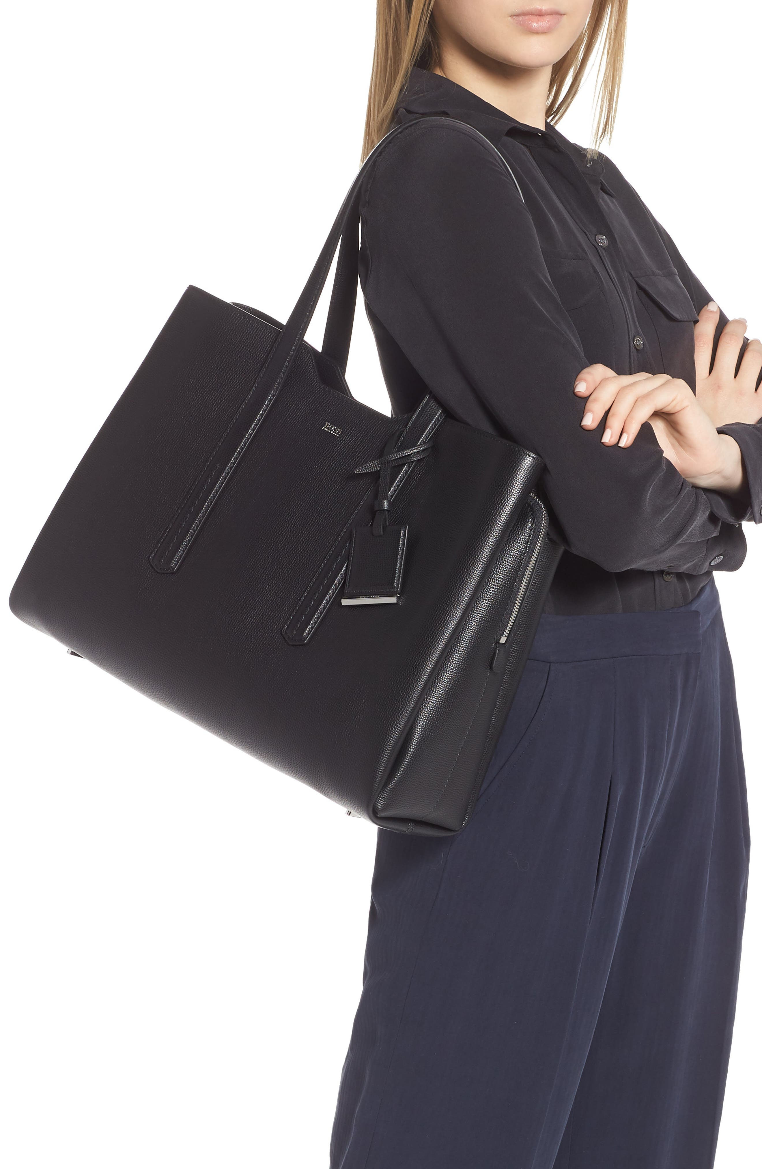 BOSS Taylor Business Leather Tote, Alternate, color, 