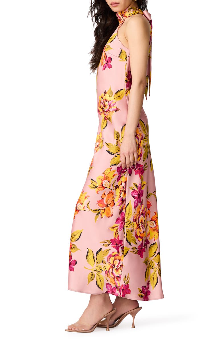 Steve Madden Lara Floral Halter Neck Midi Dress, Alternate, color, Tropical Breeze