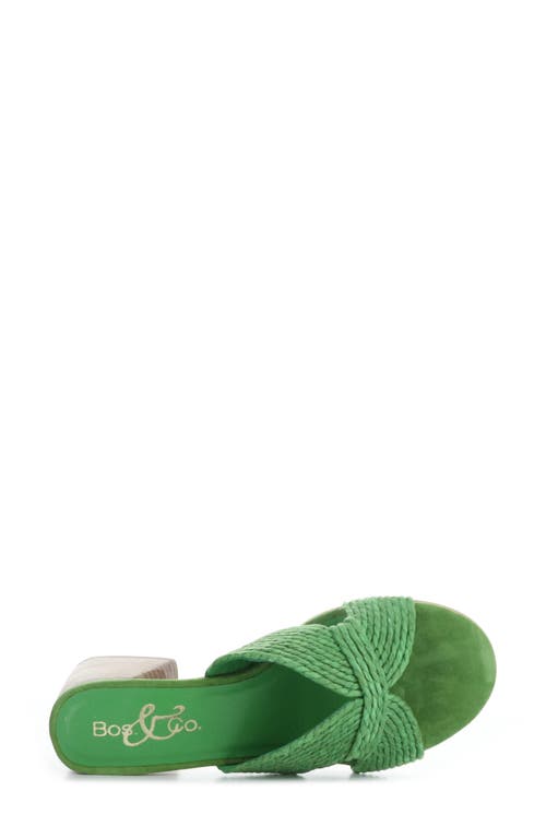 Bos. & Co. Gessa Block Heel Slide Sandal In Green Rafia/suede