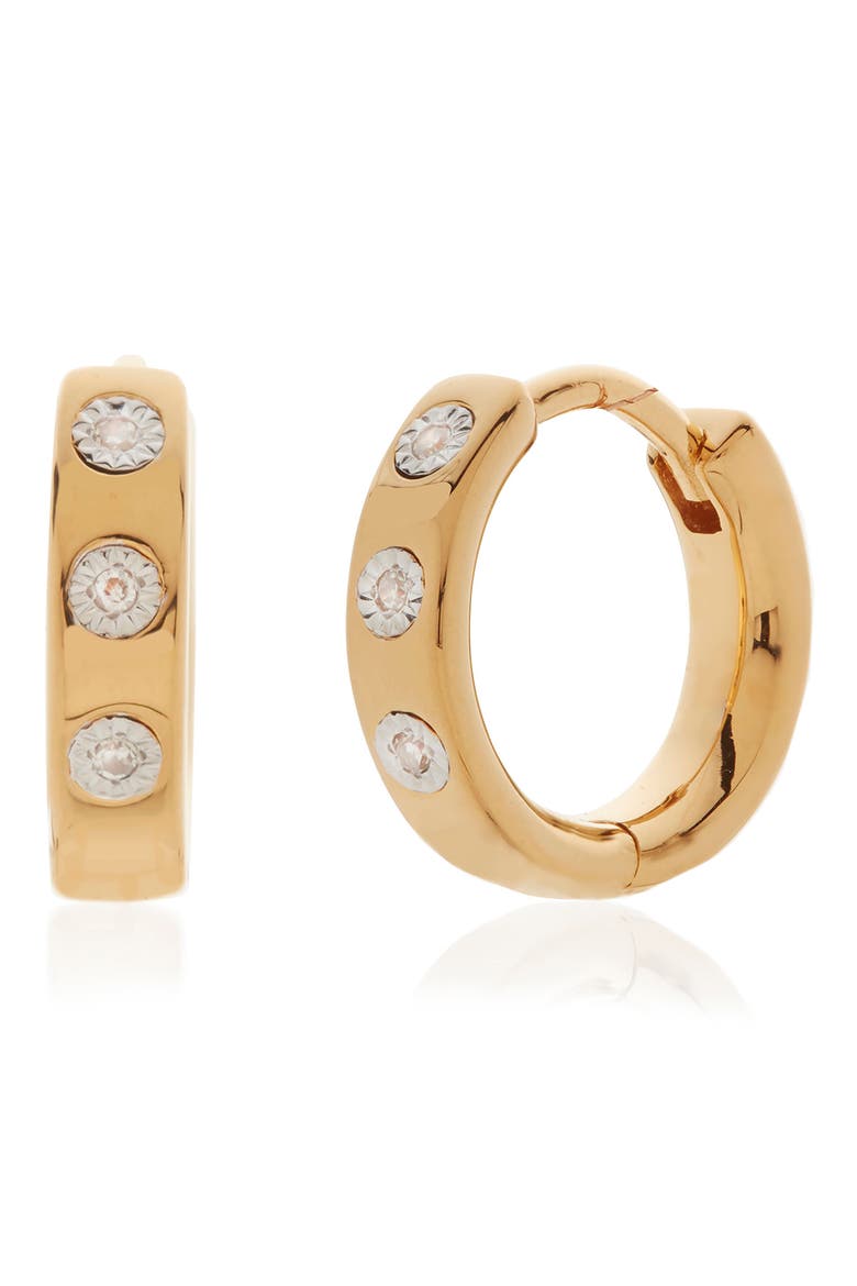 Fiji Diamond Huggie Hoop Earrings, Main, color, YELLOW GOLD