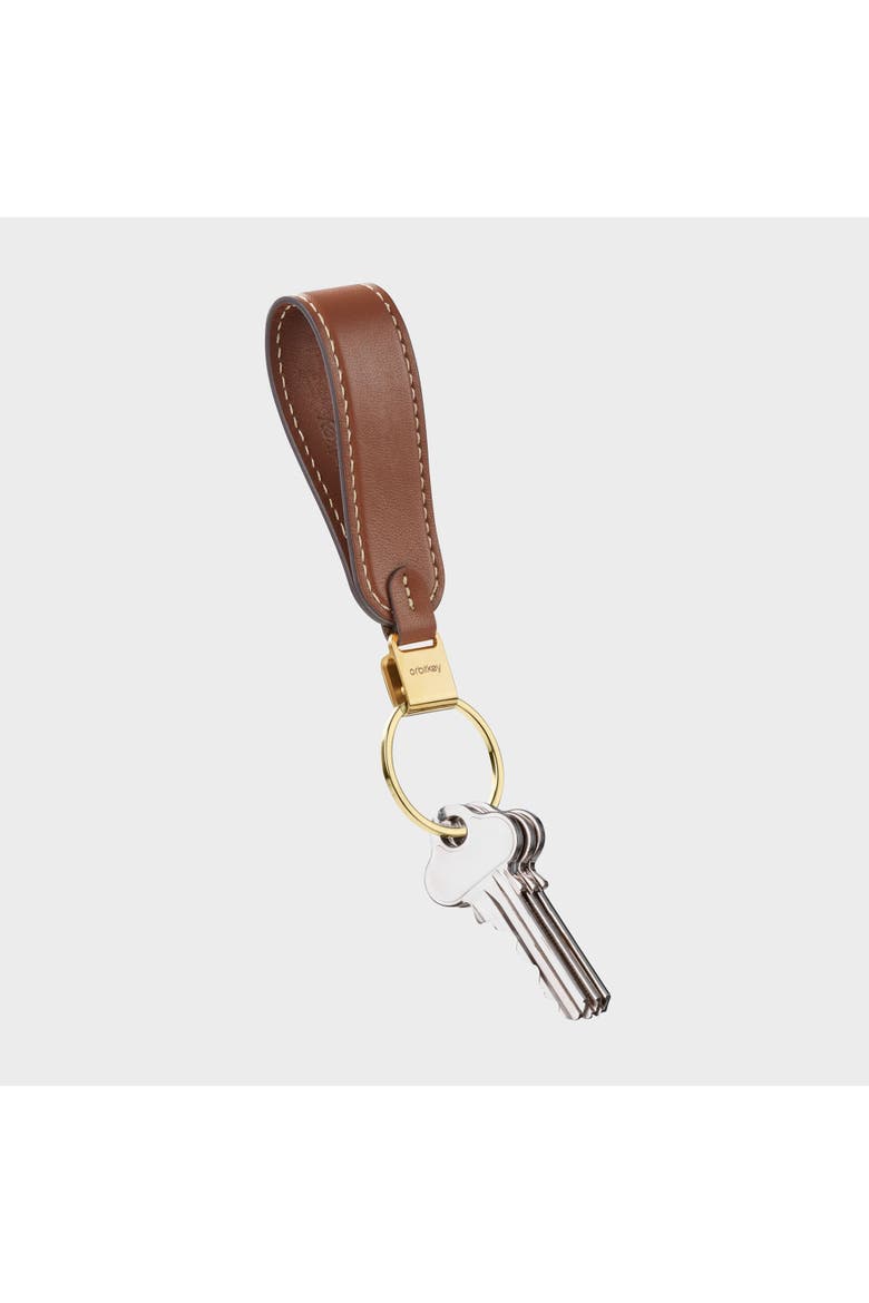 Leather Loop Keychain, Main, color, Caramel