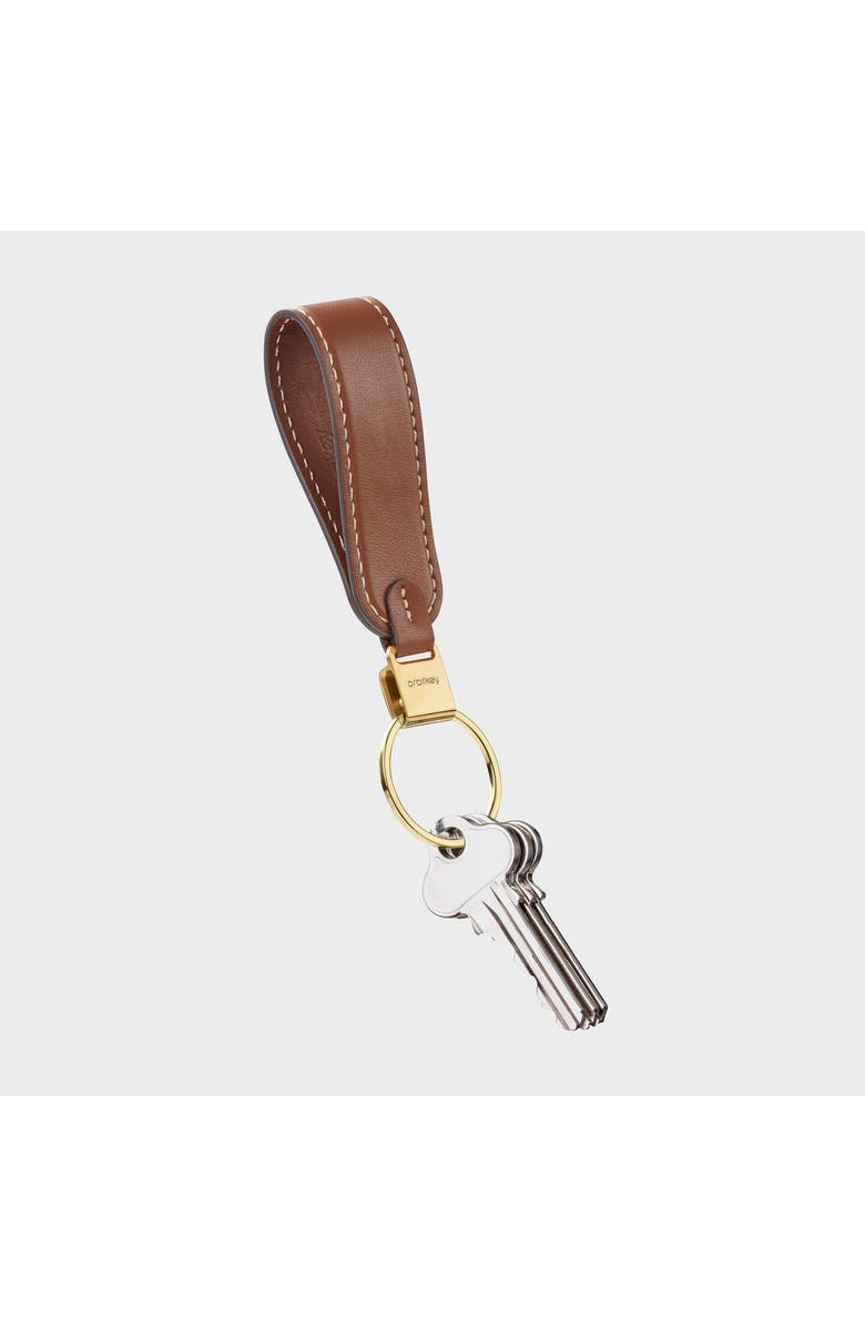 Orbitkey Leather Loop Keychain, Main, color, Caramel
