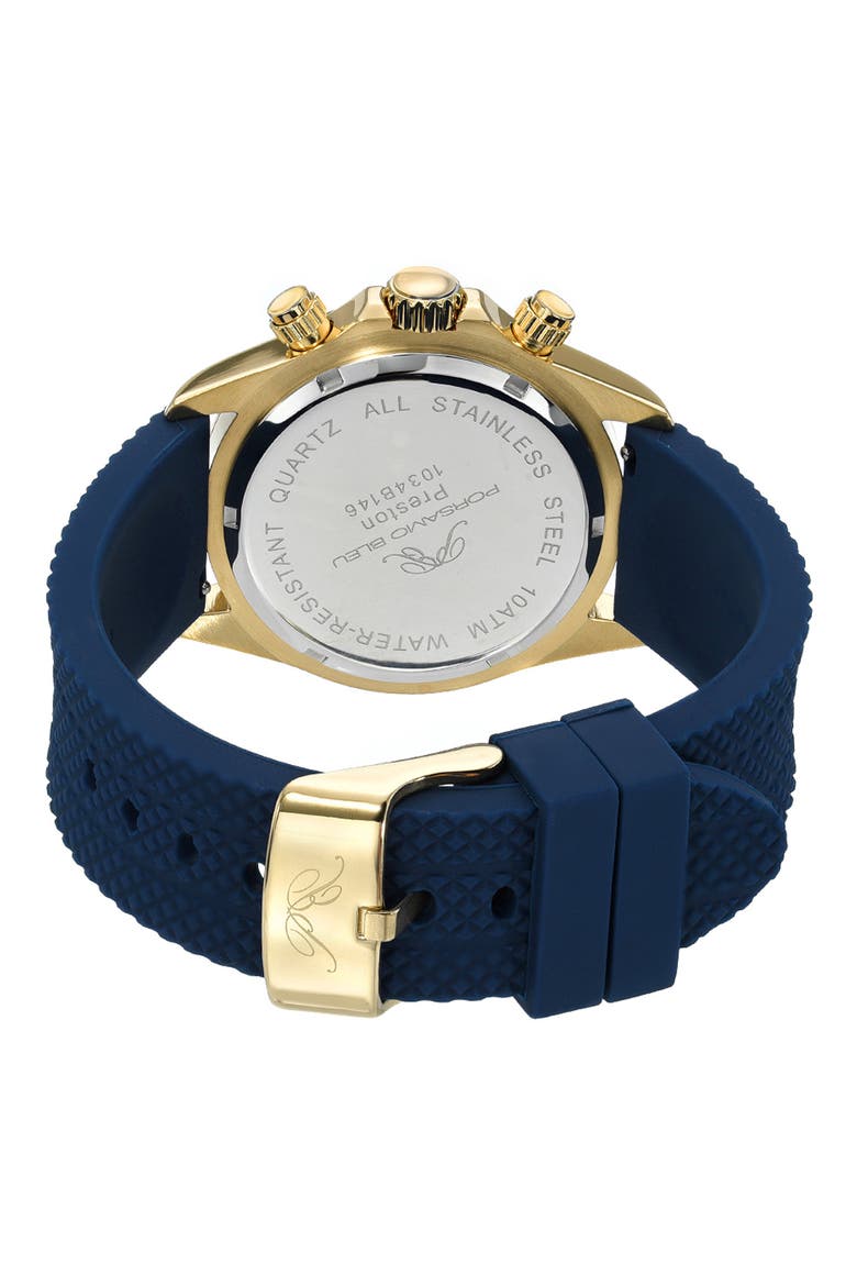 Men's Preston Sport Silicone Strap Watch, 41mm, Alternate, color, BLUE & GOLD
