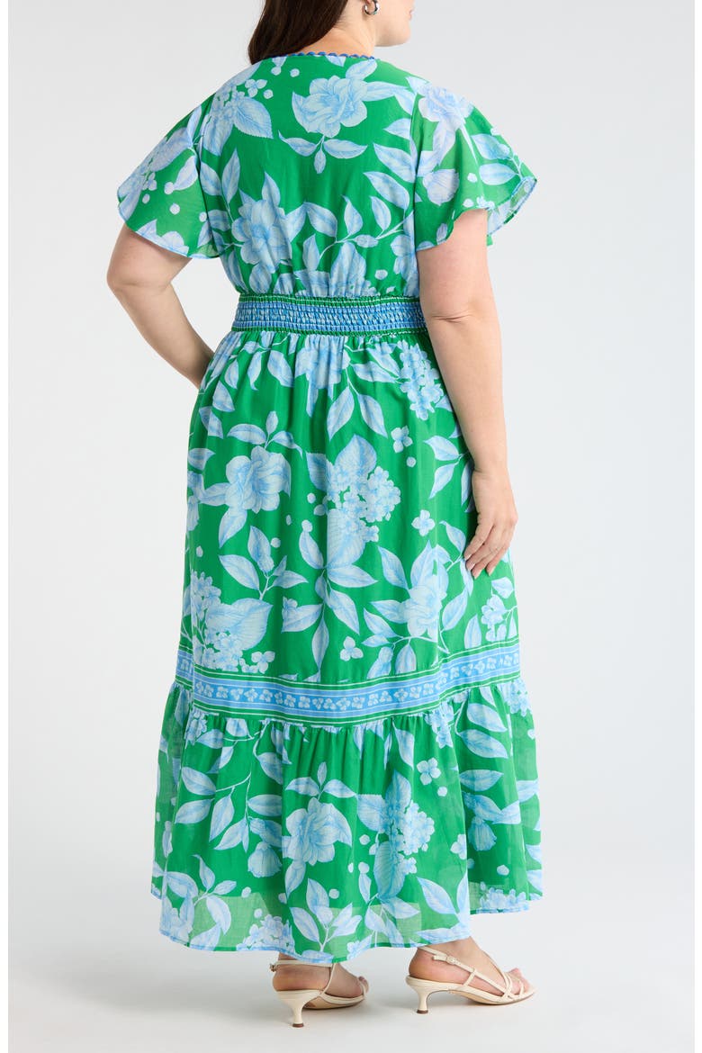 Verbena Floral Ingrida Surplice Midi Dress, Alternate, color, KELLY-BLUES