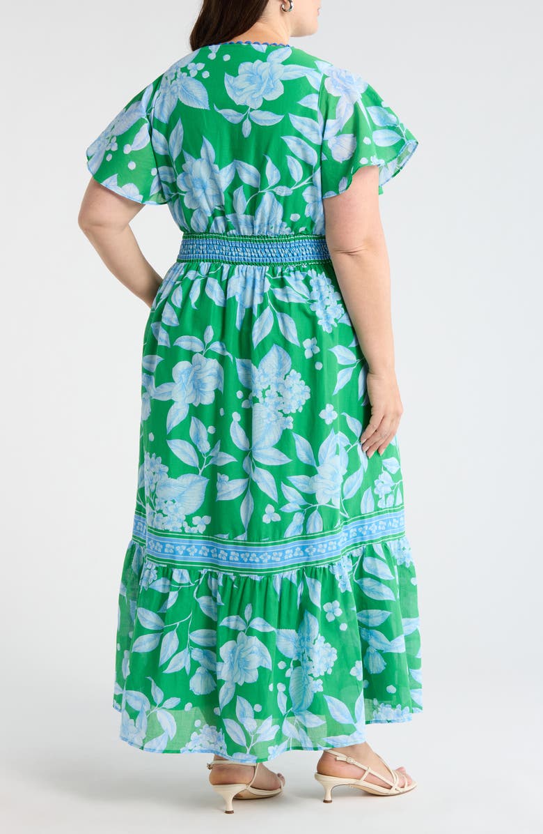 SUGARLIPS Verbena Floral Ingrida Surplice Midi Dress, Alternate, color, Kelly-Blues