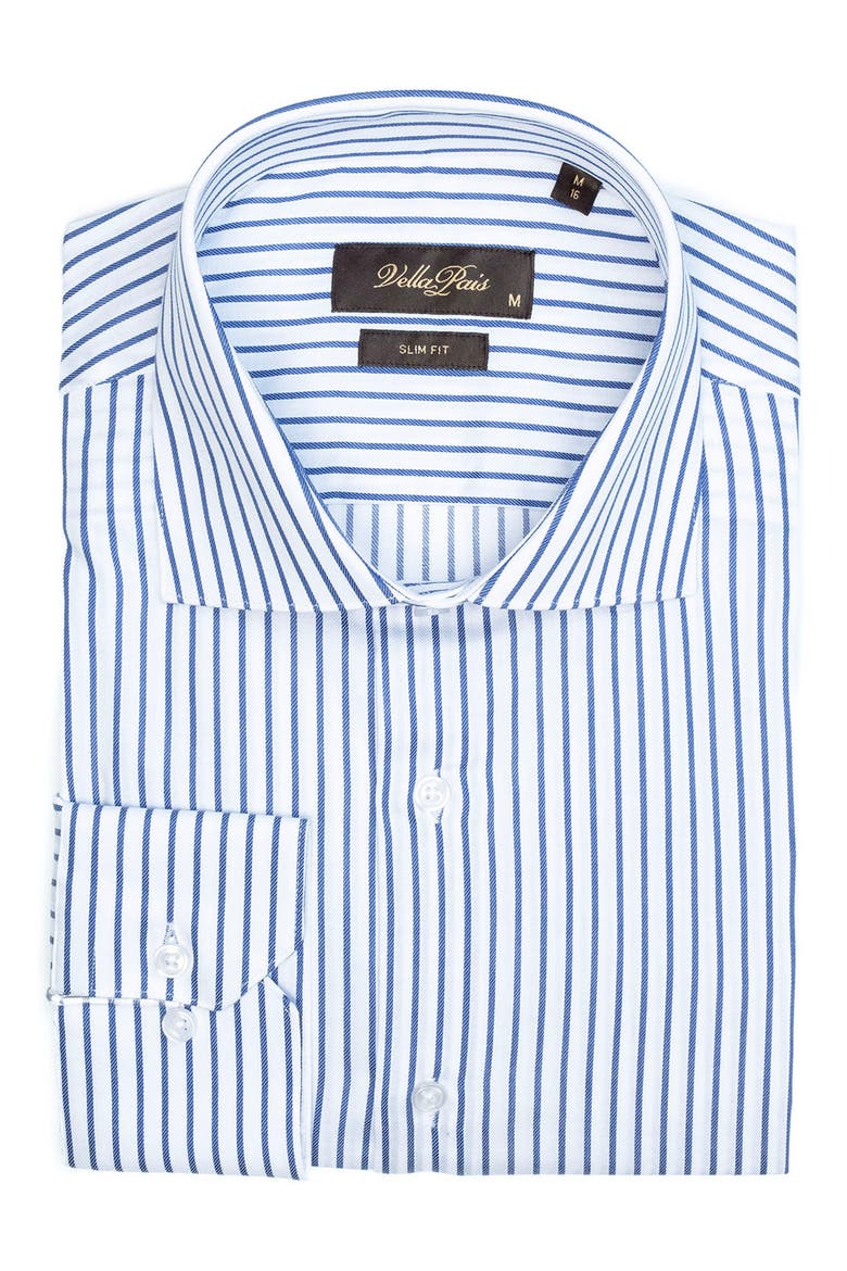 Barkson Slim Fit Cotton Dress Shirt, Alternate, color, NAVY BLUE
