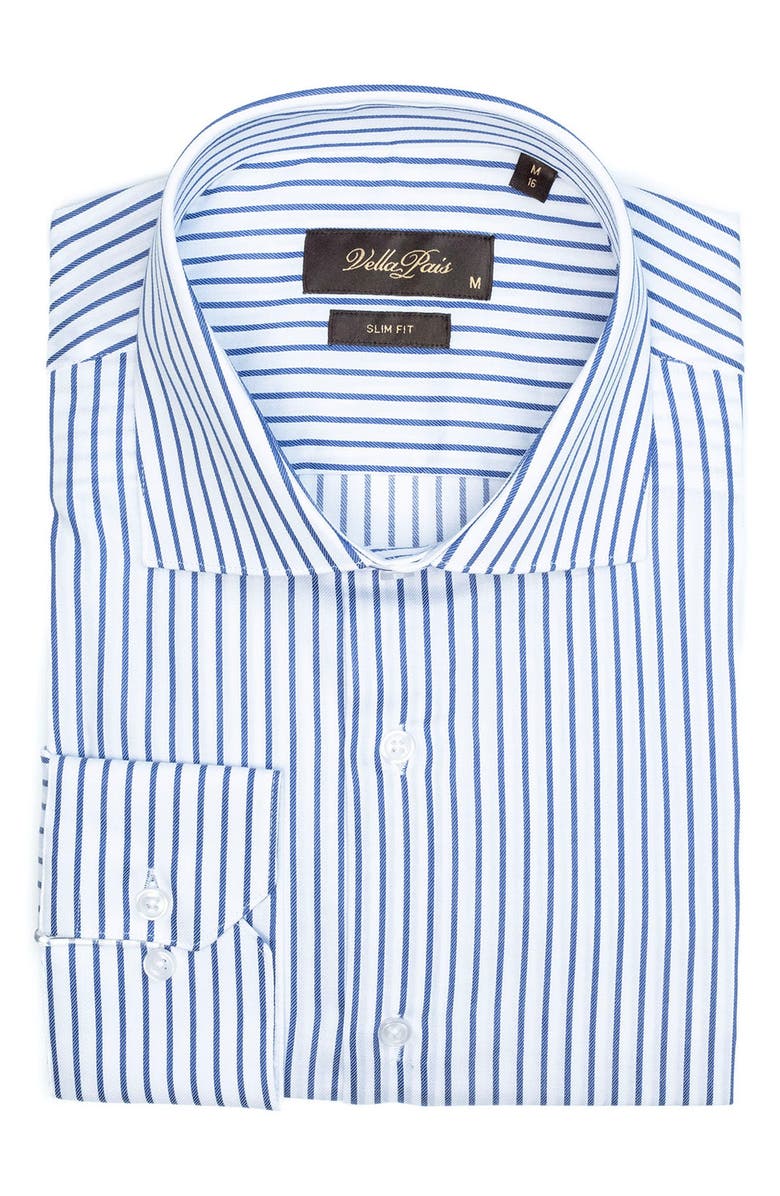 VELLAPAIS Barkson Slim Fit Cotton Dress Shirt, Alternate, color, Navy Blue