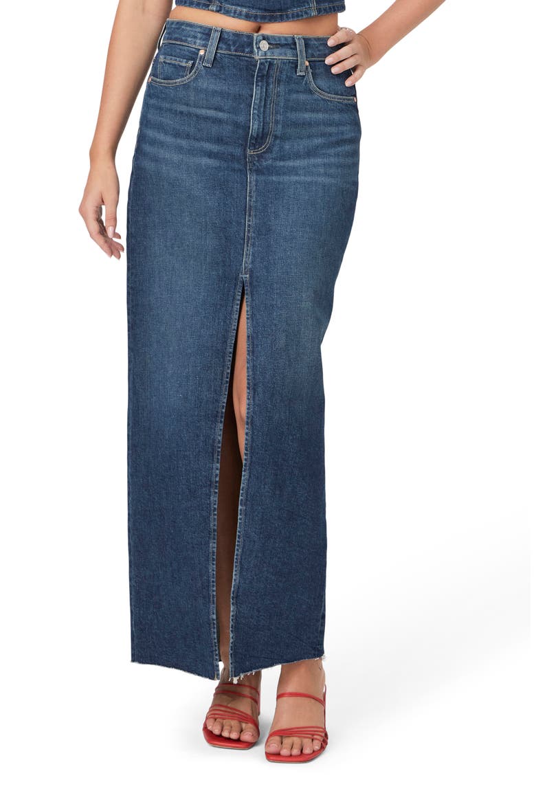 Angela Raw Hem Denim Maxi Skirt, Main, color, SKETCHBOOK