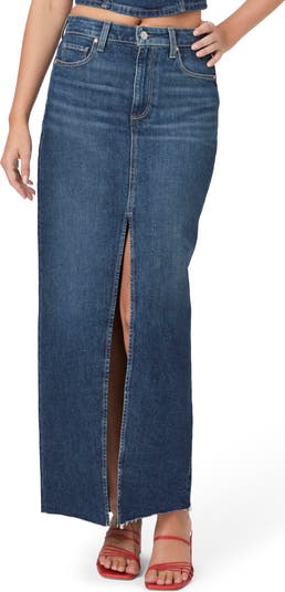 Angela Raw Hem Denim Maxi Skirt