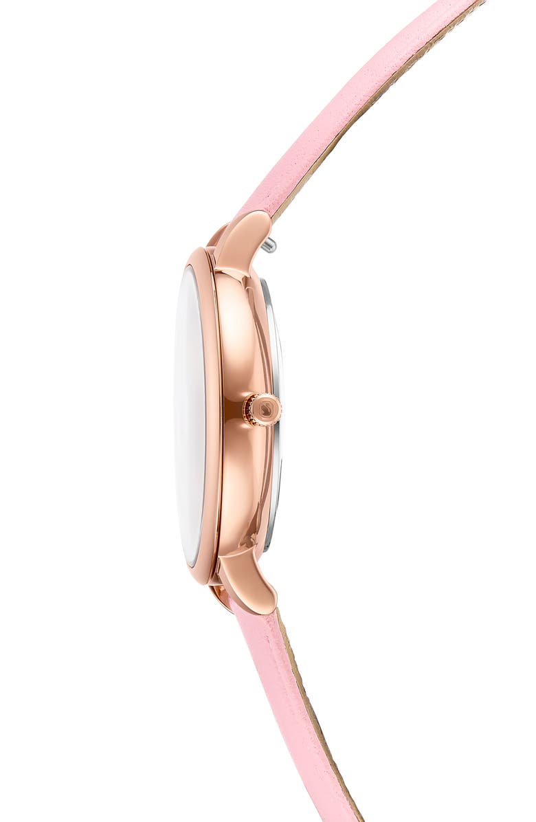 Swarovski Crystal Teddy Leather Strap Watch, 35mm, Alternate, color, 