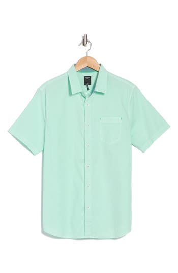 Union Clearwater Short Sleeve Stretch Cotton Button-up Shirt In Hazy