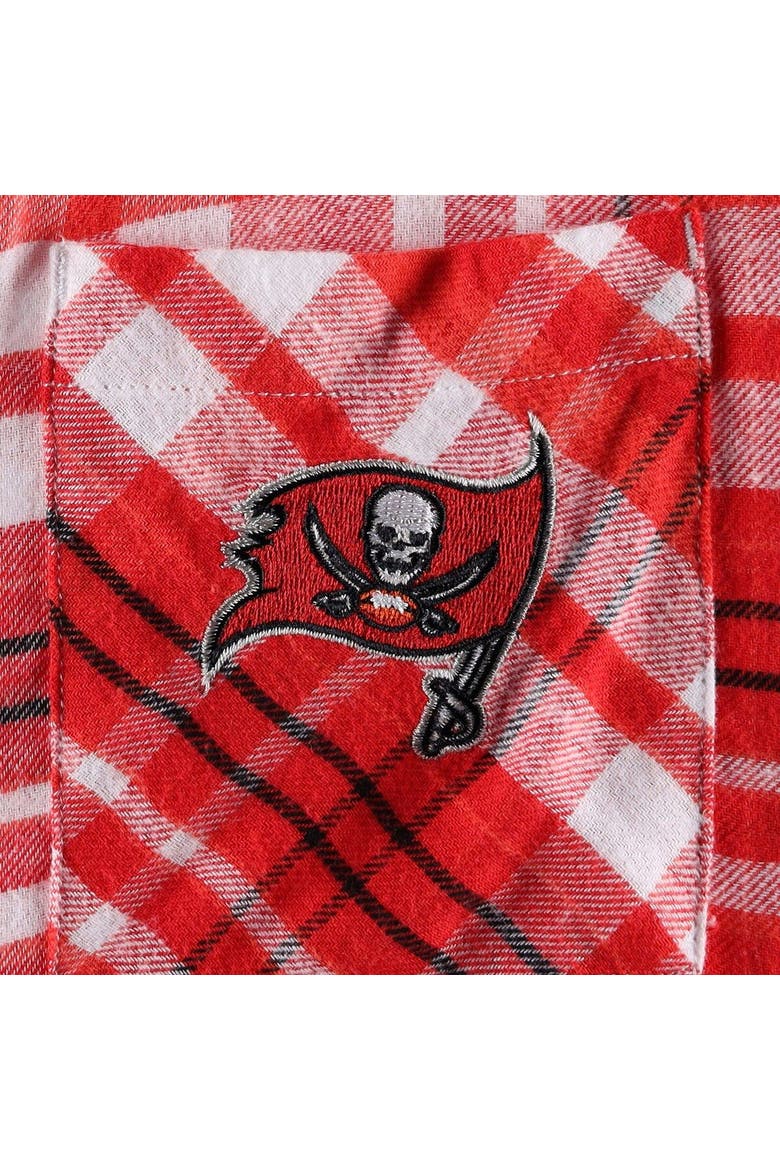 Women's Concepts Sport Red Tampa Bay Buccaneers Mainstay Plaid Full-Button Long Sleeve Nightshirt, Alternate, color, Red