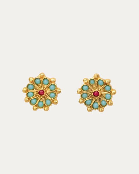 Agate Beaded Stud Earrings