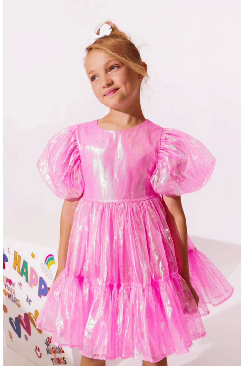 Crystal Pink Hologram Dress, Alternate, color, Pink