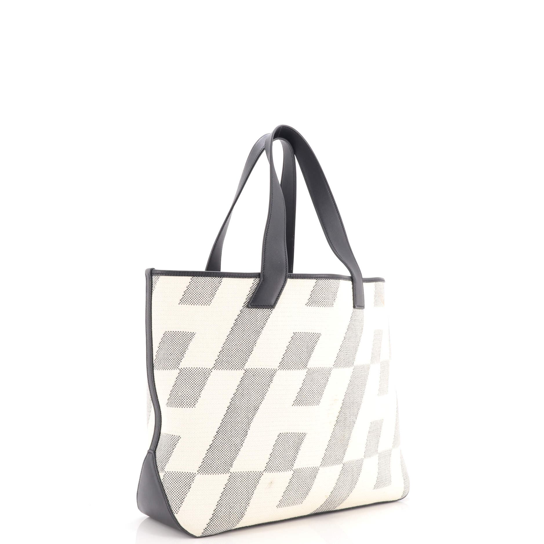 Cabas H en Biais Tote Canvas with Leather 40, Alternate, color, Black