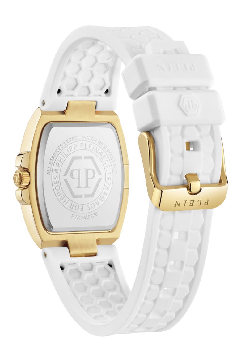 Plein Supreme Silicone Strap Watch, 30mm, Alternate, color, IP YELLOW GOLD