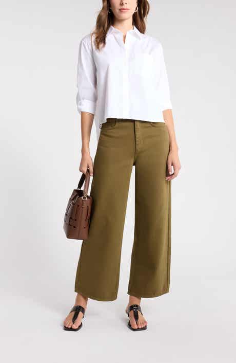 Cropped Poplin Button-Up Shirt