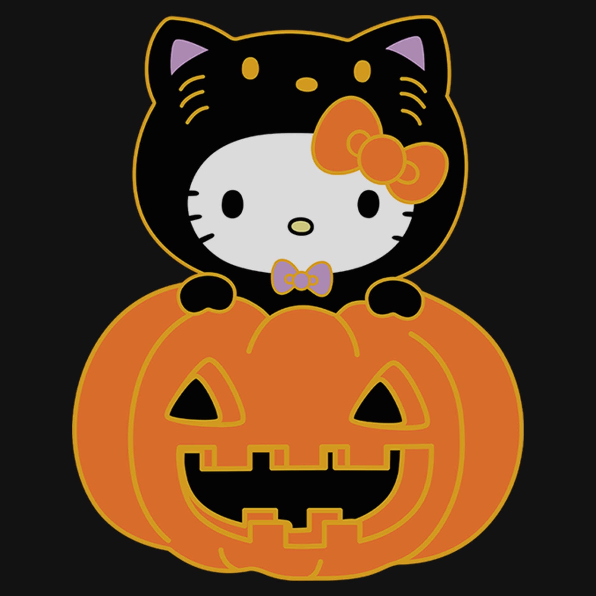 Hello Kitty Girls' Halloween Pumpkin and Kitty Graphic Short Sleeve T ...