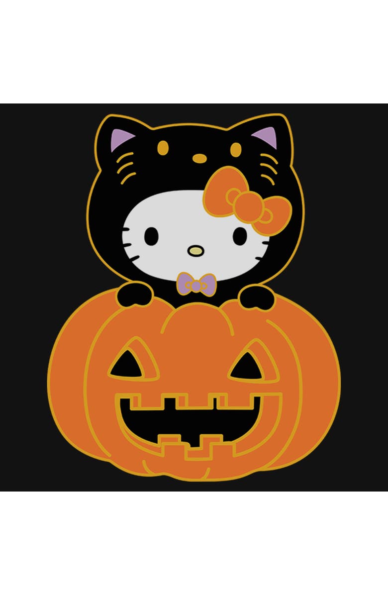 Hello Kitty Girl's Hello Kitty Halloween Pumpkin and Kitty  Graphic T-Shirt, Alternate, color, Black
