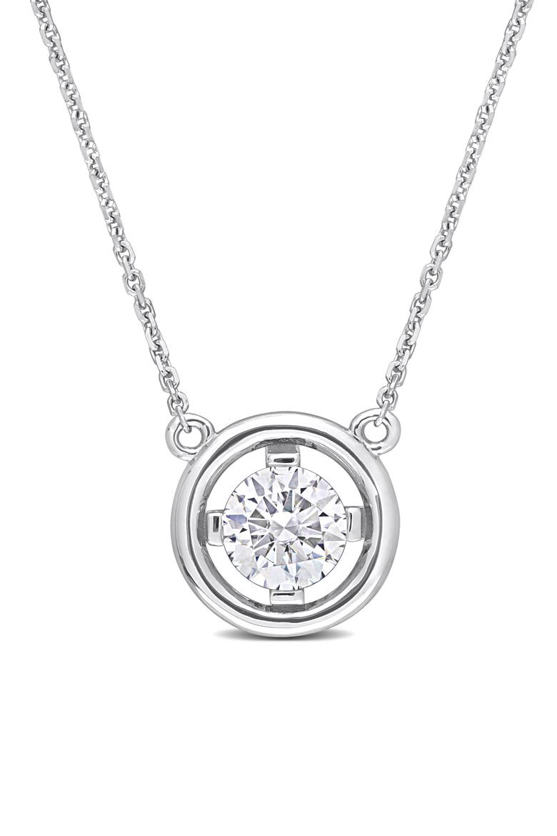 Lab Created Moissanite Pendant Necklace, Main, color, WHITE