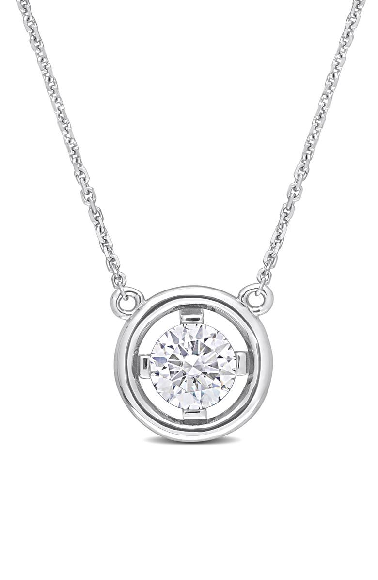 DELMAR Lab Created Moissanite Pendant Necklace, Main, color, White