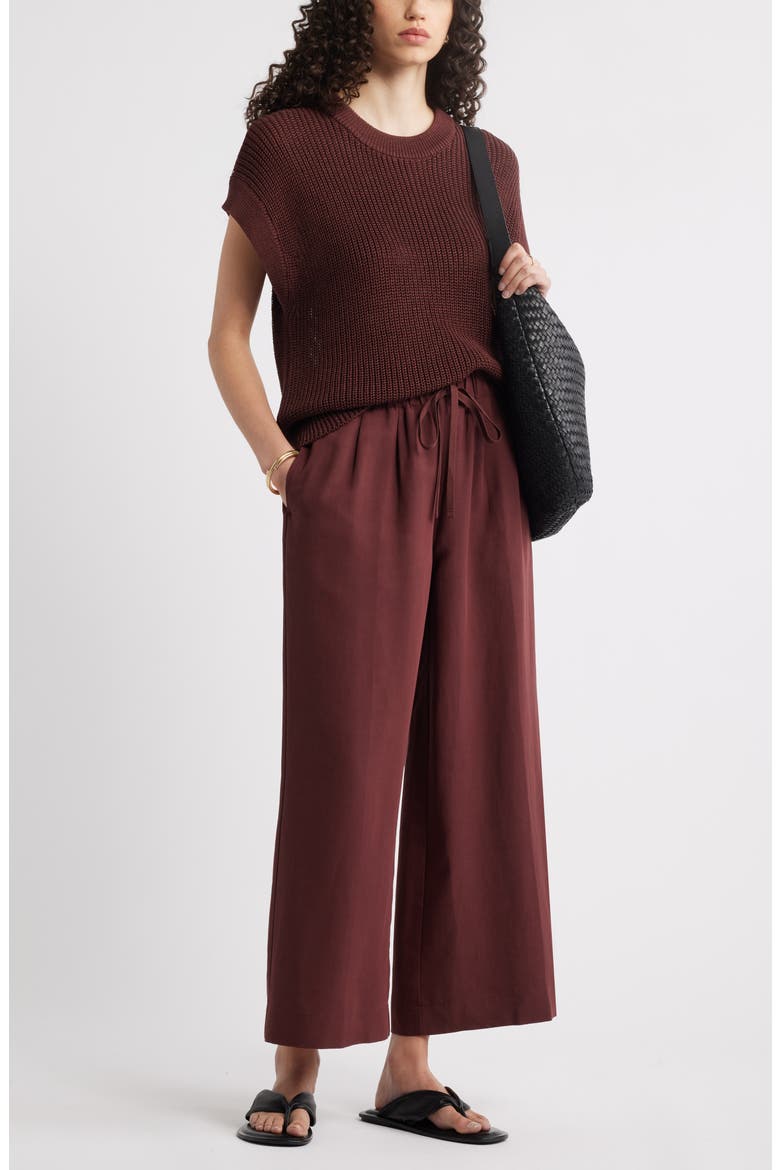 Wide Leg Crop Pants, Alternate, color, BROWN RAISIN