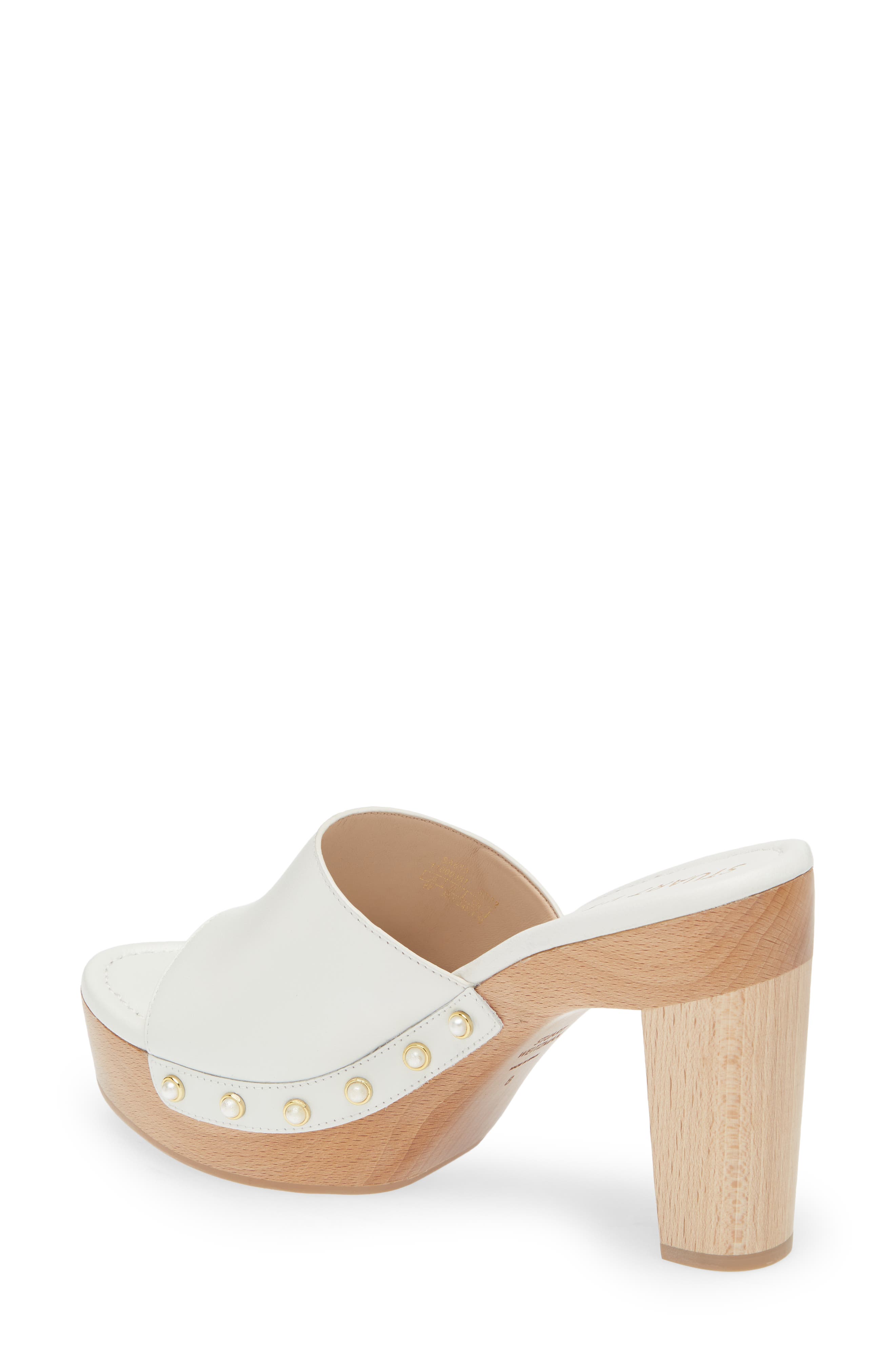 Stuart Weitzman Imitation Pearl Clog 85 Sandal, Alternate, color, White.