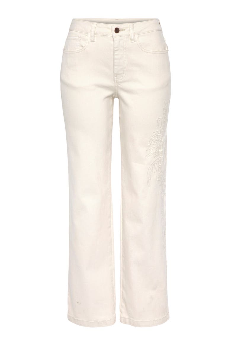 Embroidered Straight Leg Jeans, Alternate, color, White