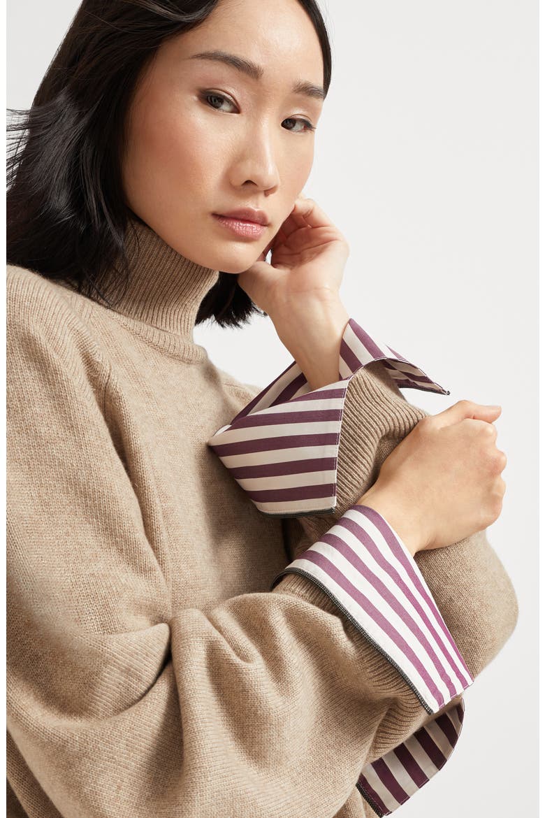 Turtleneck sweater with monili, Alternate, color, Light Brown
