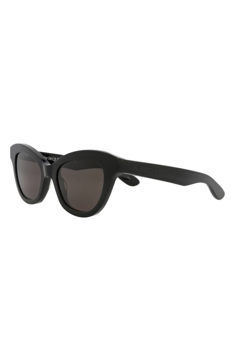 McQueen 51mm Cat Eye Sunglasses, Alternate, color, Black Black Grey