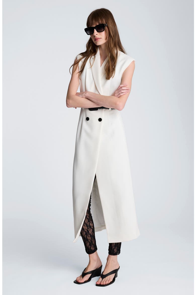 Double Breasted Midi Trench Dress, Alternate, color, NATURAL WHITE / BLACK