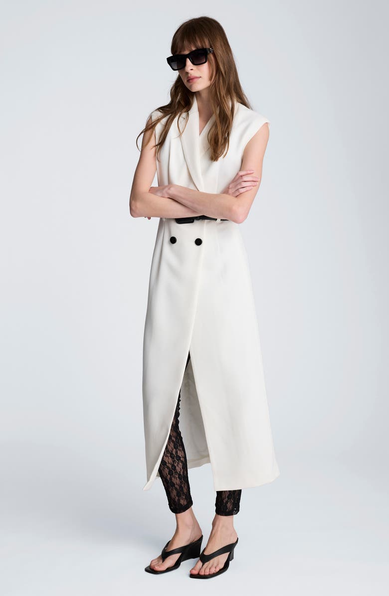 Kenneth Cole Double Breasted Midi Trench Dress, Alternate, color, Natural White / Black