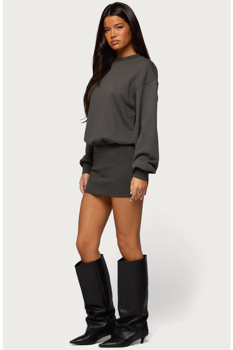 Jannah Long Sleeve Sweatshirt Minidress, Alternate, color, DARK-GRAY